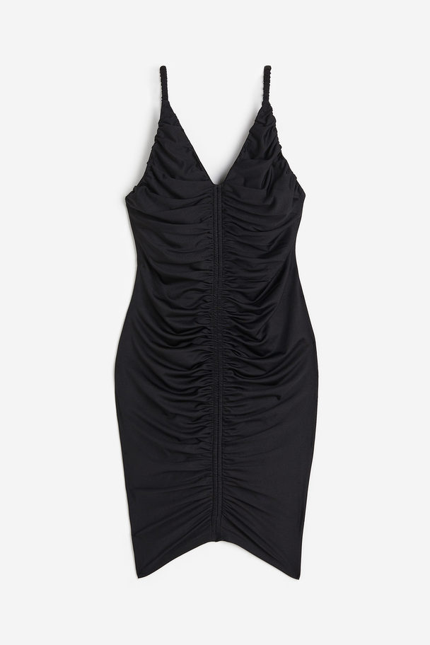 H&M Bodycon-kjole Med Rysjer Sort