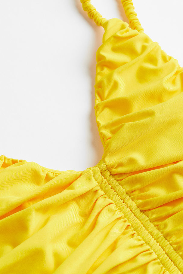 H&M Bodycon-Kleid mit Raffungen Gelb