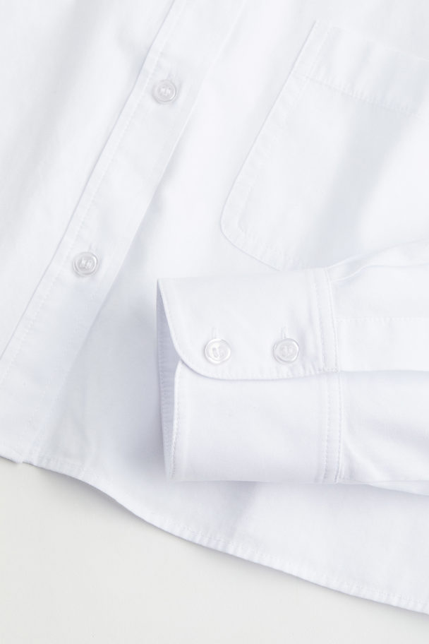 H&M Cropped Poplin Shirt White