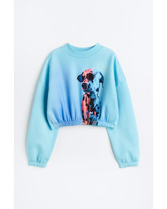 Boxy Sweatshirt Lys Turkis/dalmatiner