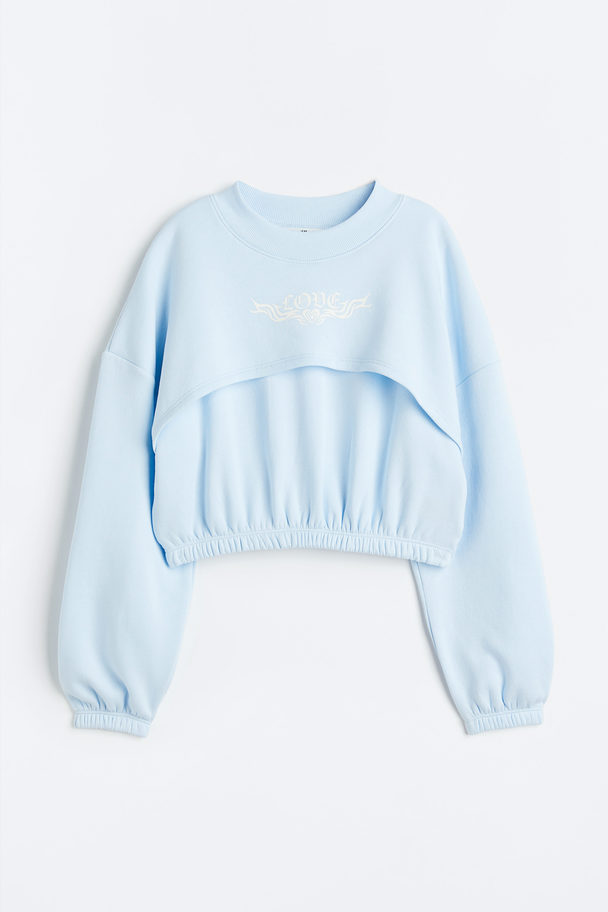 H&M Boxy Sweater Lichtblauw/love