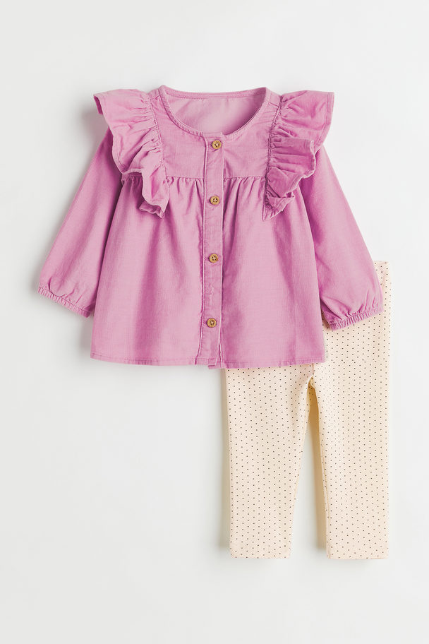H&M 2-teiliges Baumwollset Rosa/Gepunktet
