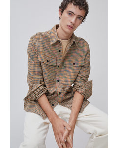 Twill Overshirt Dark Brown/dogtooth-patterned