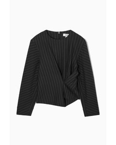 Pinstriped Draped Top Black / Pinstriped