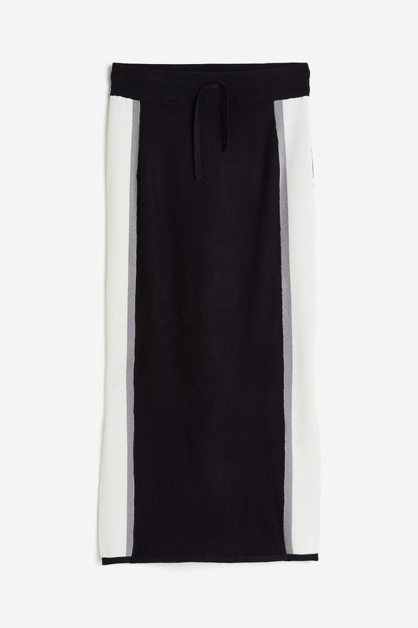 H&M Knitted Pencil Skirt Black/block-coloured