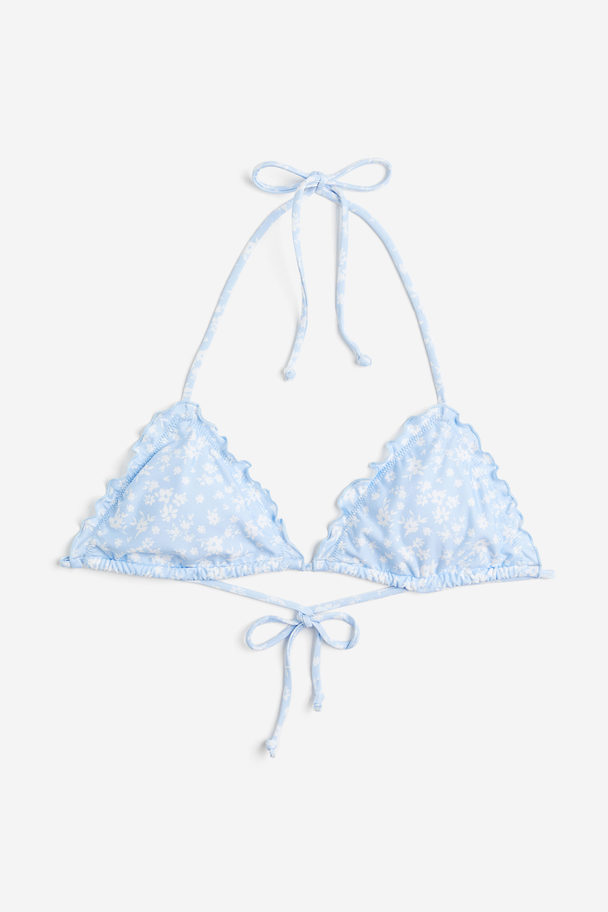H&M Padded Triangle Bikini Top Light Blue/floral