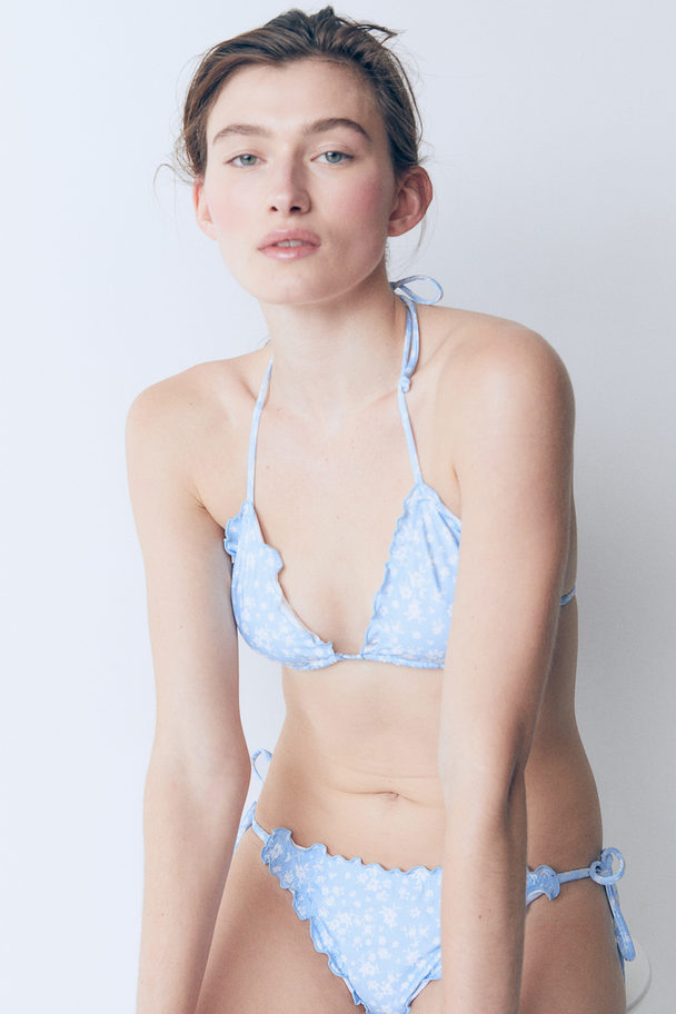 H&M Padded Triangle Bikini Top Light Blue/floral