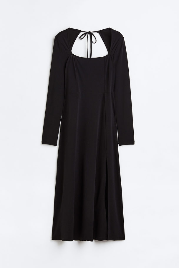 H&M Jerseykleid mit eckigem Ausschnitt Schwarz