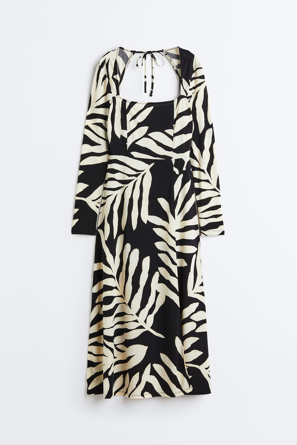 H&M Square-neck Jersey Dress Black/patterned