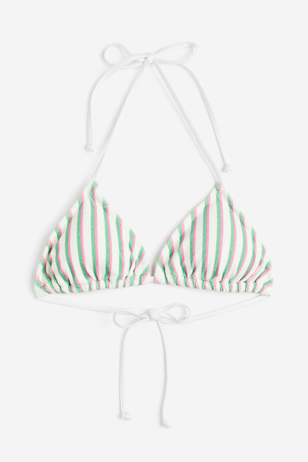 H&M Wattiertes Triangel-Bikinitop Weiß/Gestreift