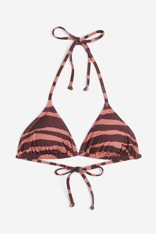 H&M Wattiertes Triangel-Bikinitop Ziegelrot/Zebramuster