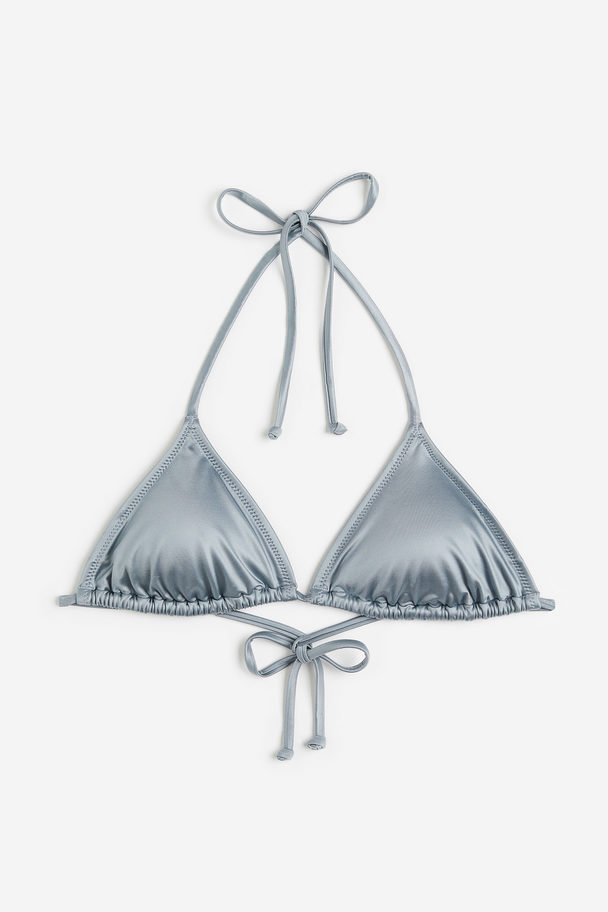 H&M Wattiertes Triangel-Bikinitop Graublau