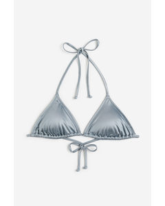 Wattiertes Triangel-Bikinitop Graublau