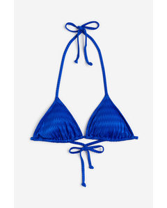 Wattiertes Triangel-Bikinitop Knallblau/Zickzackmuster