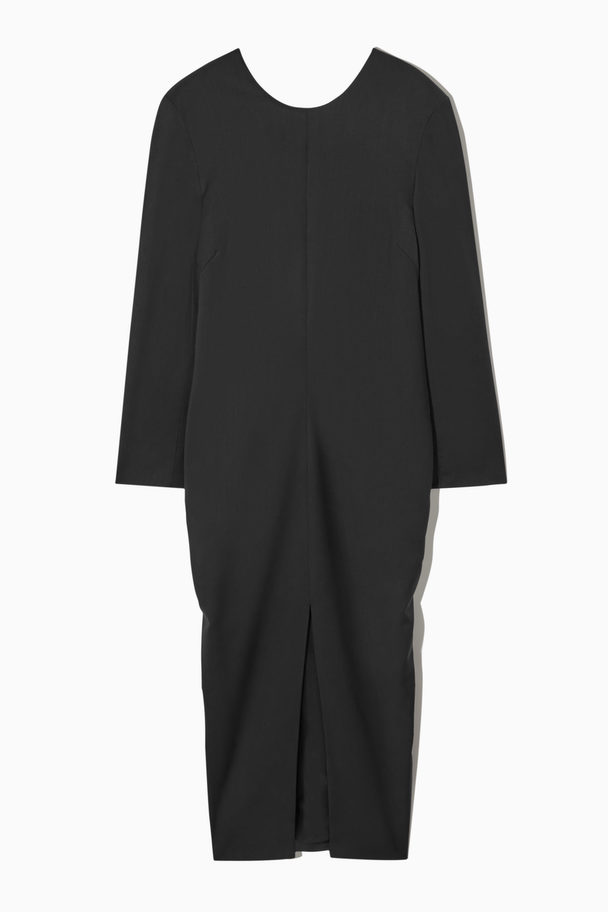 COS Draped Wool-blend Midi Dress  Black