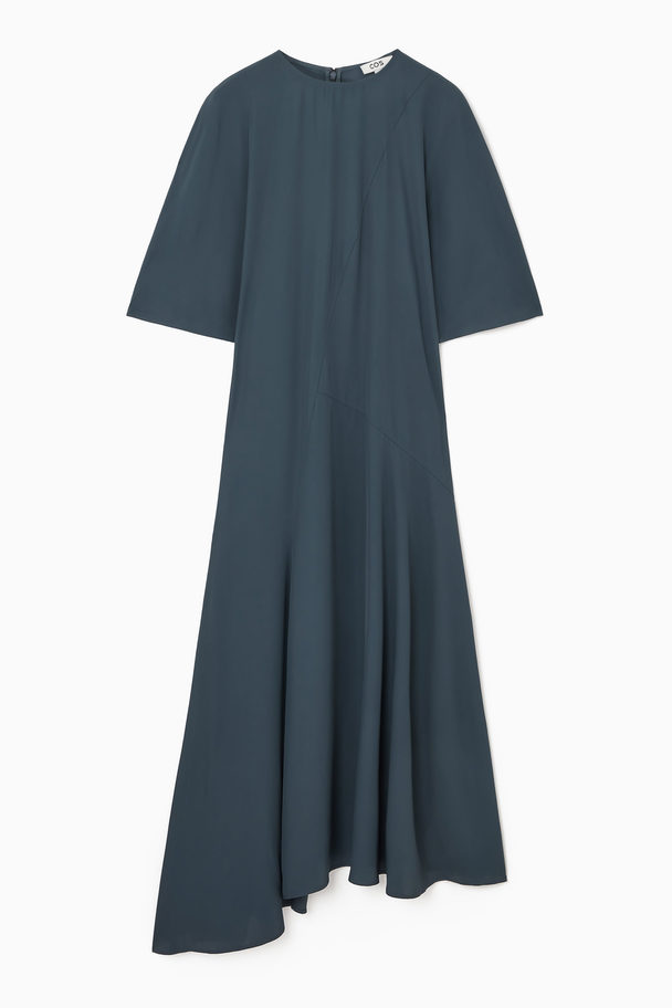 COS Asymmetric Draped Midi Dress Dark Turquoise