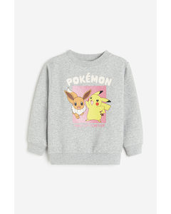 Sweater Met Print Lichtgrijs/pokémon