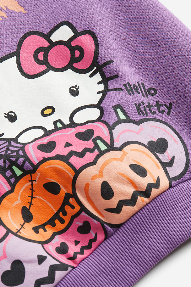 H&M Sweater Met Print Paars/hello Kitty