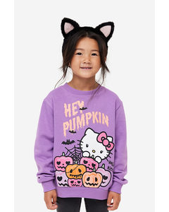 Bedrucktes Sweatshirt Lila/Hello Kitty