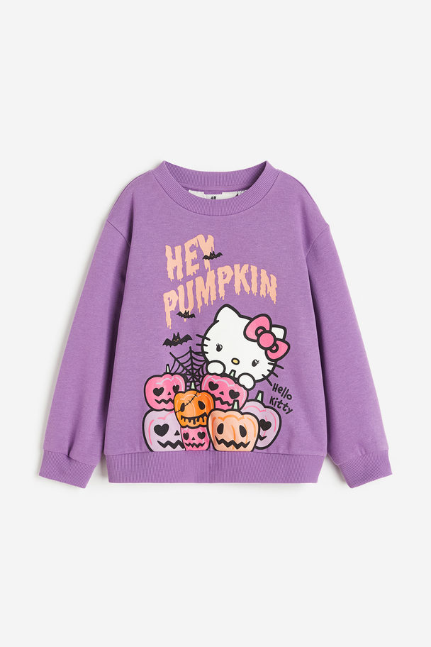 H&M Bedrucktes Sweatshirt Lila/Hello Kitty