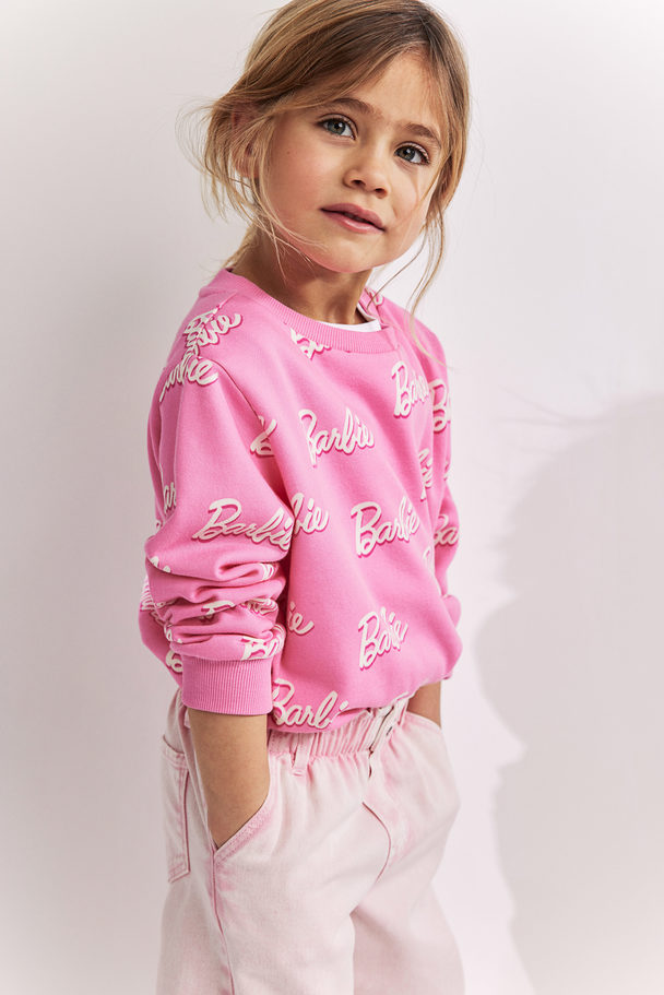 H&M Bedrucktes Sweatshirt Rosa/Barbie