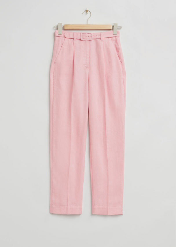& Other Stories High Waist Tapered Leg Trousers Light Pink