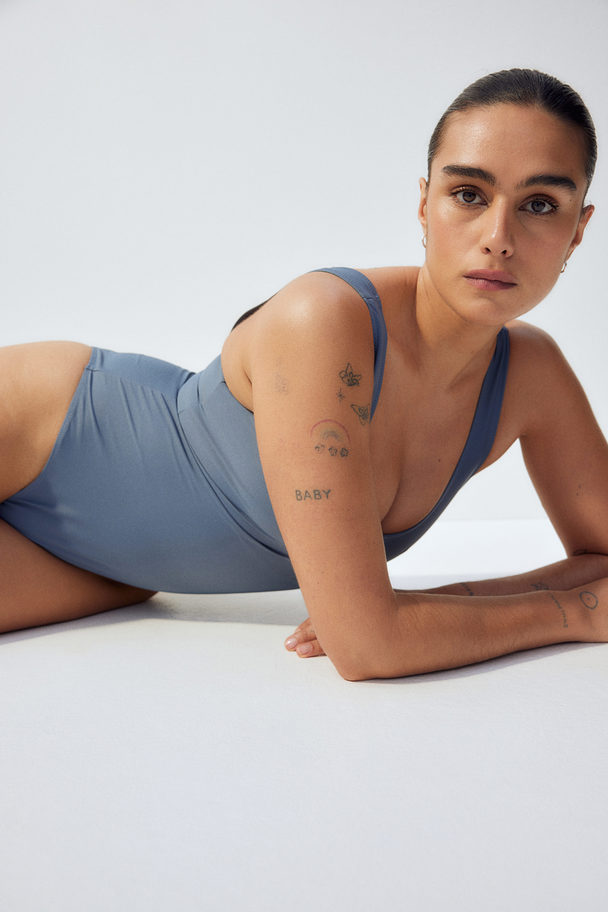 H&M Firm Shape Swimsuit Dusty Blue