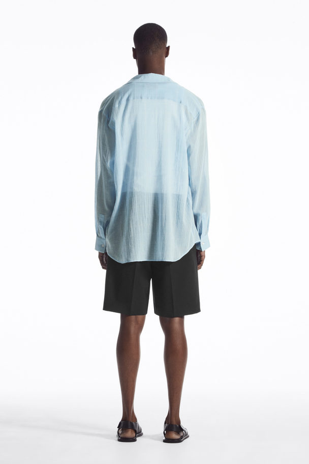 COS Oversize Sheer Checked Shirt Blue