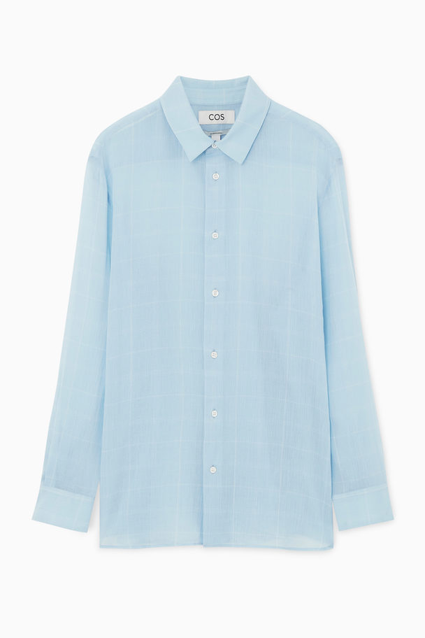 COS Oversize Sheer Checked Shirt Blue