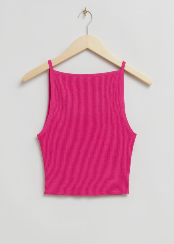 & Other Stories Ribbed Knit Tank Top Bright Pink