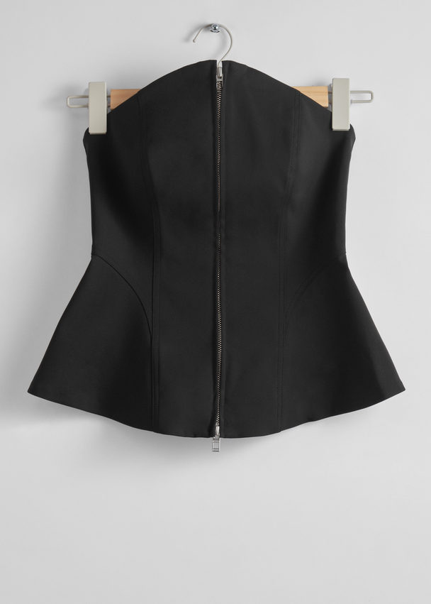 & Other Stories Flared Bustier Top Black