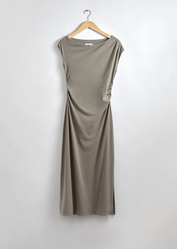 & Other Stories One-shoulder Midi Dress Khaki