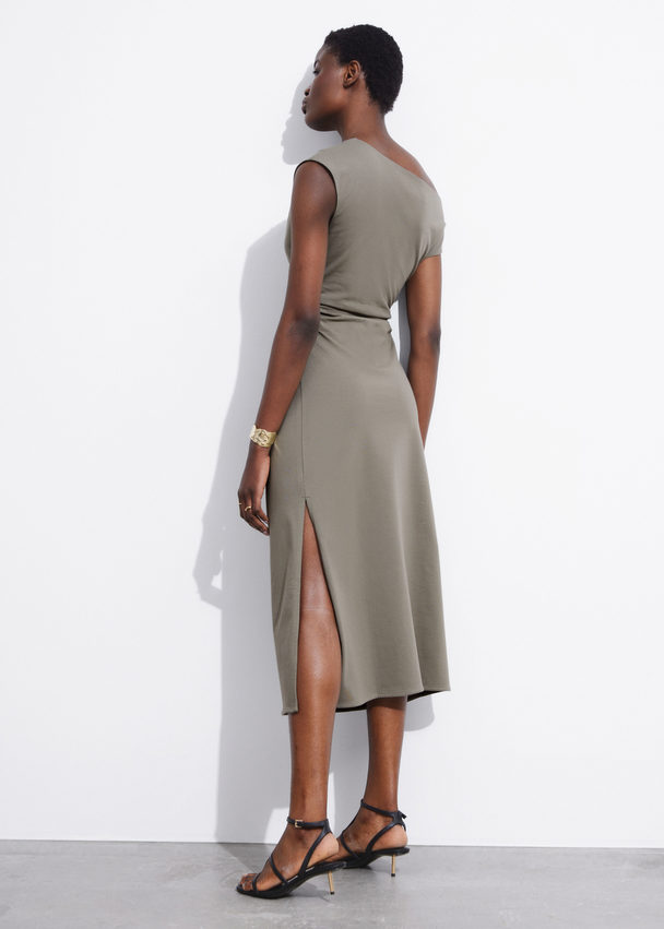 & Other Stories One-shoulder Midi Dress Khaki