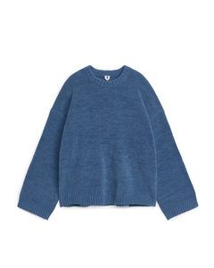 Relaxed Cotton Blend Jumper Washed Blue