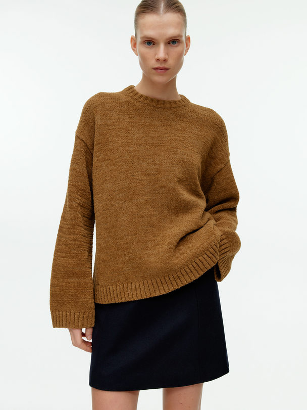 ARKET Lockerer Pullover aus Baumwollmischgewebe Braun