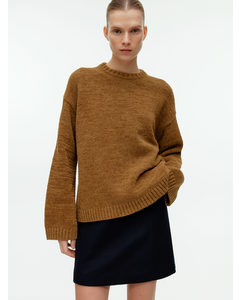 Lockerer Pullover aus Baumwollmischgewebe Braun