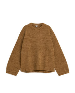 Lockerer Pullover aus Baumwollmischgewebe Braun