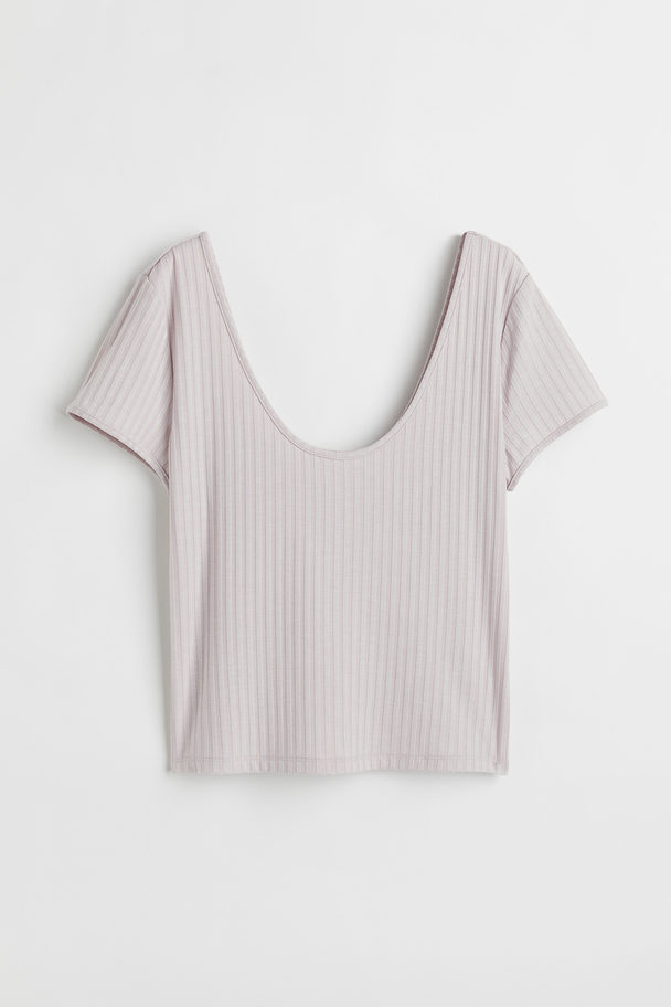 H&M H&m+ Fitted Jersey Top Light Purple
