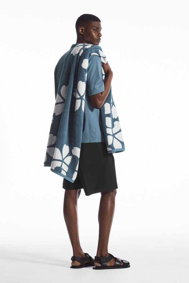 COS Floral Terry Beach Towel Blue / White