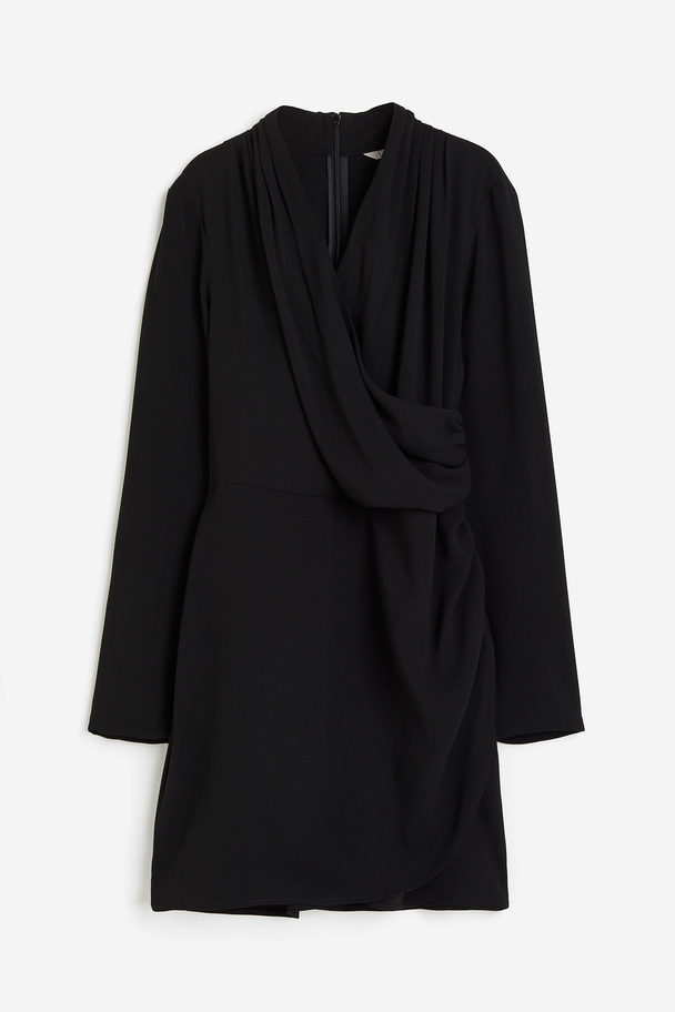H&M Draped Wrap Dress Black