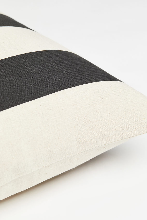 H&M HOME Striped Linen-blend Cushion Cover Dark Grey/white