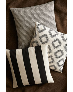 Striped Linen-blend Cushion Cover Dark Grey/white