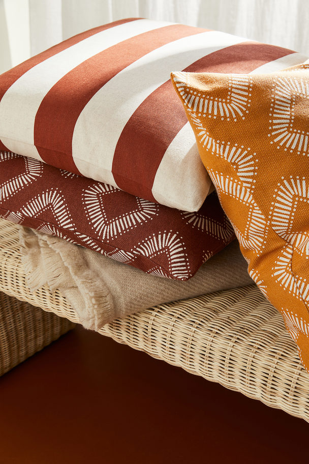 H&M HOME Striped Linen-blend Cushion Cover Dark Orange/white