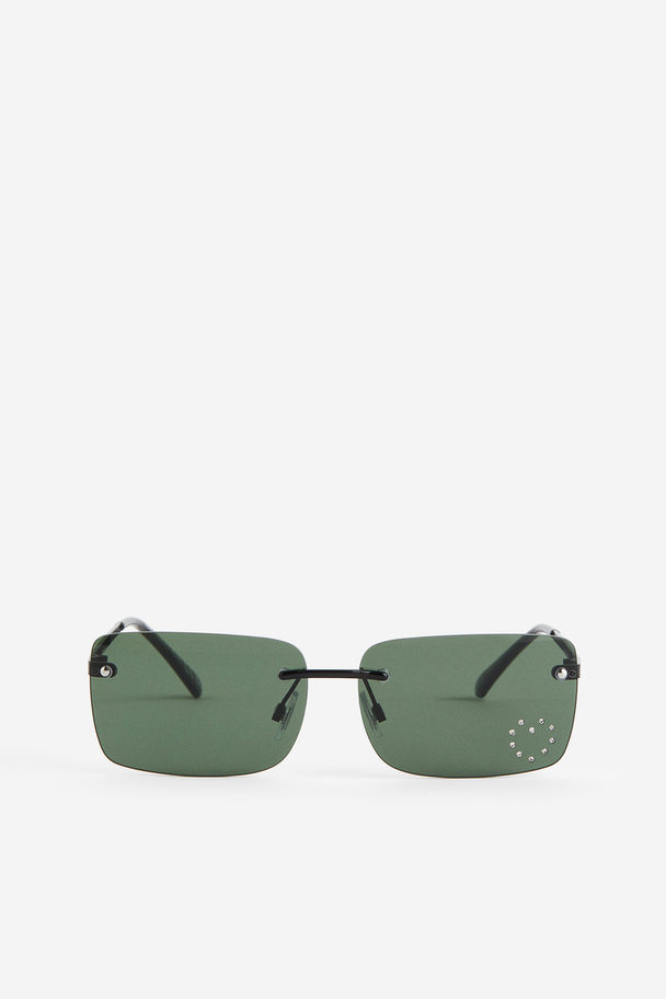 H&M Rechteckige Sonnenbrille Schwarz
