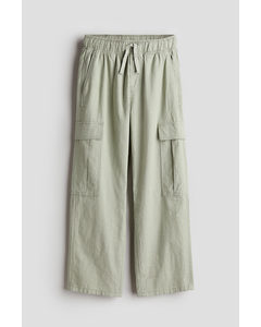 Linen-blend Cargo Joggers Light Khaki Green