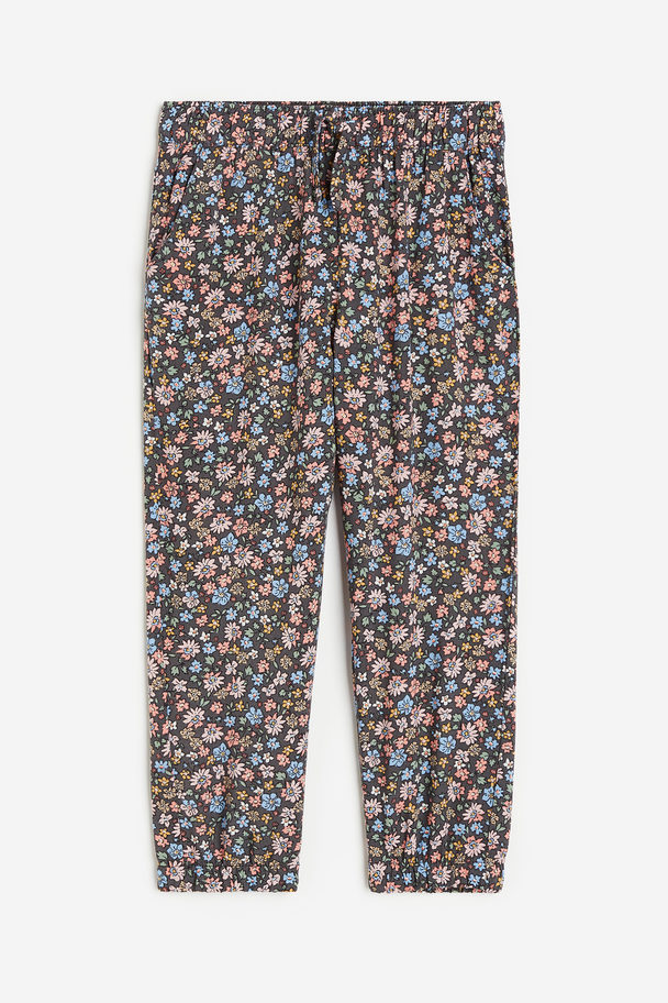 H&M Woven Joggers Dark Grey/floral