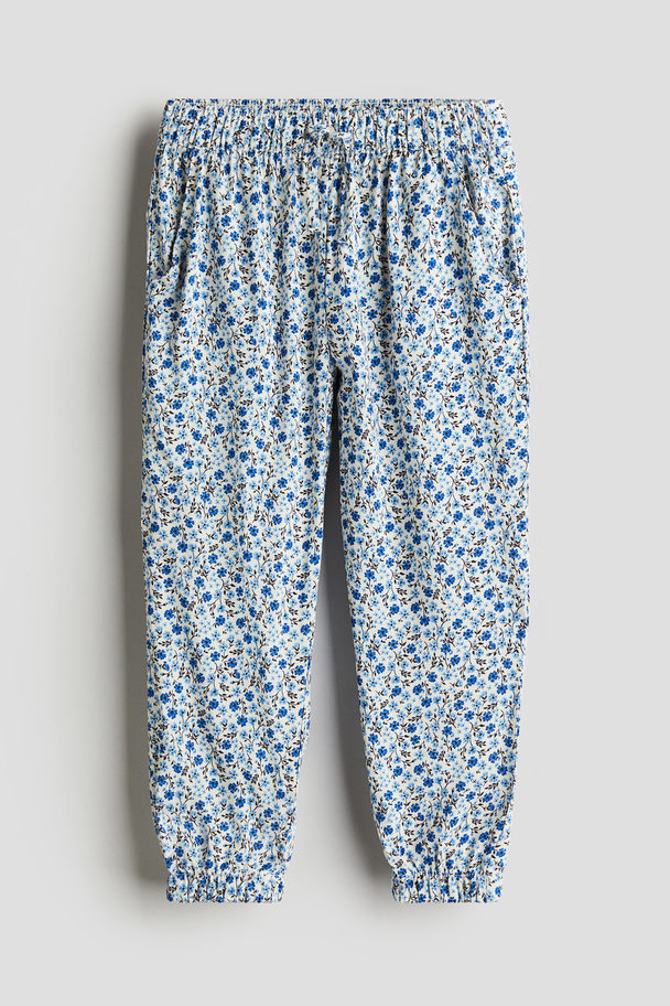 H&M Joggers aus Webstoff Blau/Geblümt