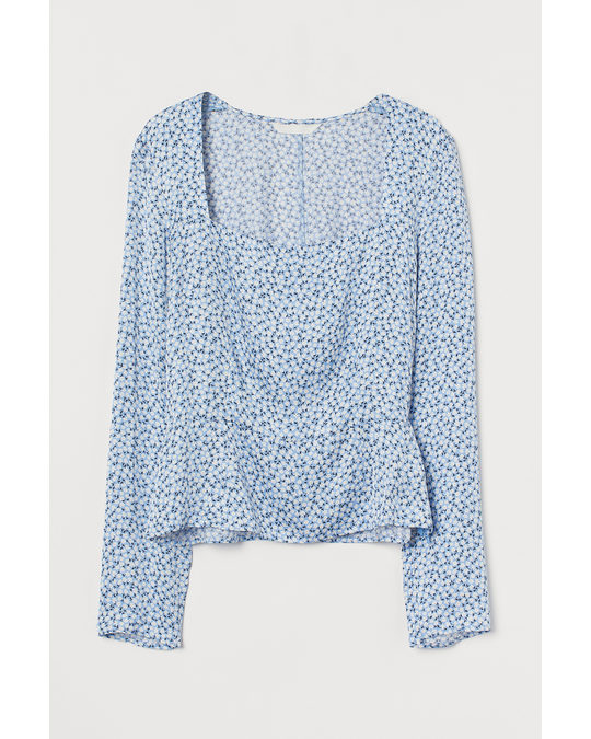 H&M Patterned Blouse Light Blue/small Flowers
