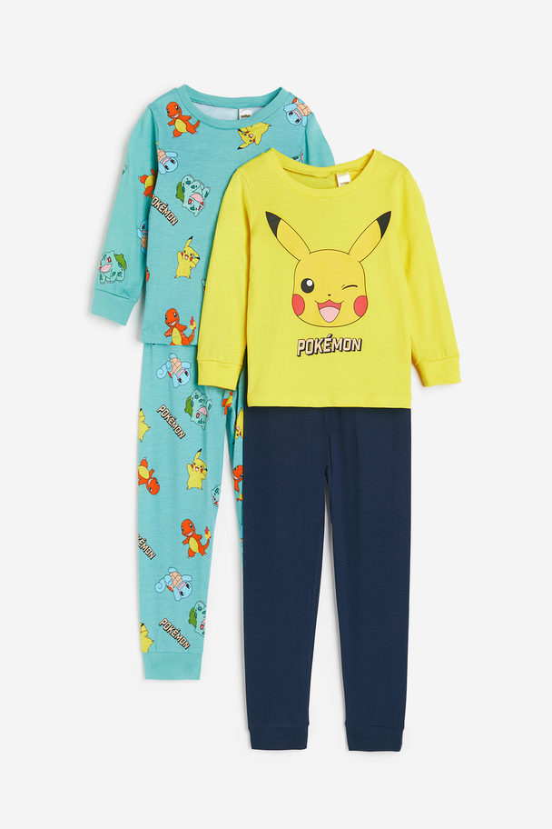 H&M 2-pack Printed Pyjamas Yellow/pokémon