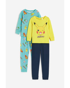 Set Van 2 Pyjama‘s Met Print Geel/pokémon